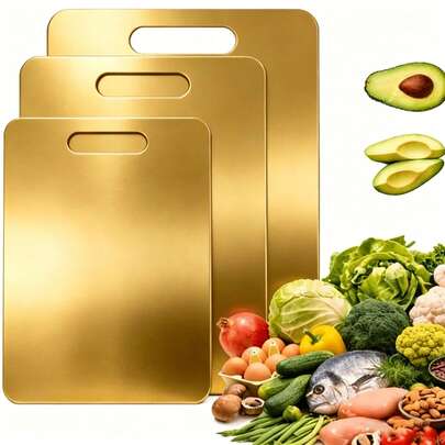 3 Piezas Tabla de cortar de acero inoxidable antihongos de doble cara para el hogar
