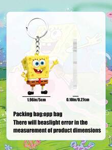 SpongeBob SquarePants Llavero SquarePants, Anillo de Llaves con Personaje de Dibujos Animados Lindo, Colgante de Almacenamiento de Llaves, Adecuado para Llaves, Bolsos y Mochilas, Puede Usarse como Mercancía de Fans, Regalo de Fiesta y para Uso Diario. - Bob Esponja Pantalones Cuadrados 2 - Ver 3