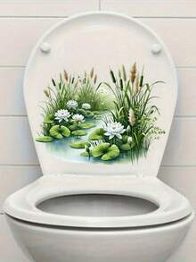 Lotus Flower Waterproof Decorative Wall Sticker For Bathroom, Toilet, Living Room, Bedroom, Home Decor - one-size - View 5