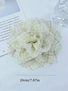 20cm Refreshing Plaid Fabric Handmade Large Rose Flower Brooch, Suitable For Dresses And Vacation Outfits - Roses - View 2