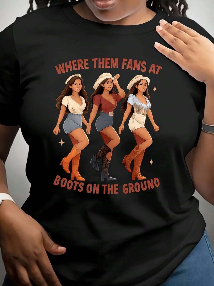Camiseta gráfica de baile western para hombre - Temática country western con diseño de vaqueras y botas, corte holgado, cuello redondo, informal y para fiestas de baile, tallas S-3XL, lavable a máquina para fans del baile en línea y de la música country, negro sólido con detalle de aplique de baile western, uso en todas las estaciones, corte relajado para hombre, adecuada para eventos de baile western. - Blanco - Ver 1