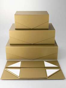 1個金色禮品盒堅固紙板包裝附蓋，適用於婚禮伴手禮、聖誕節、生日及其他場合 - 查看 5