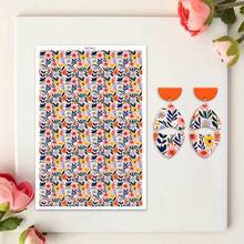 1pc Colorful Flower Leopard Pattern Print Polymer Clay Transfer Paper, Suitable For Creating Jewelry, Earrings, Transfer Paper DIY Handmade Mold - 1Pc - View 34