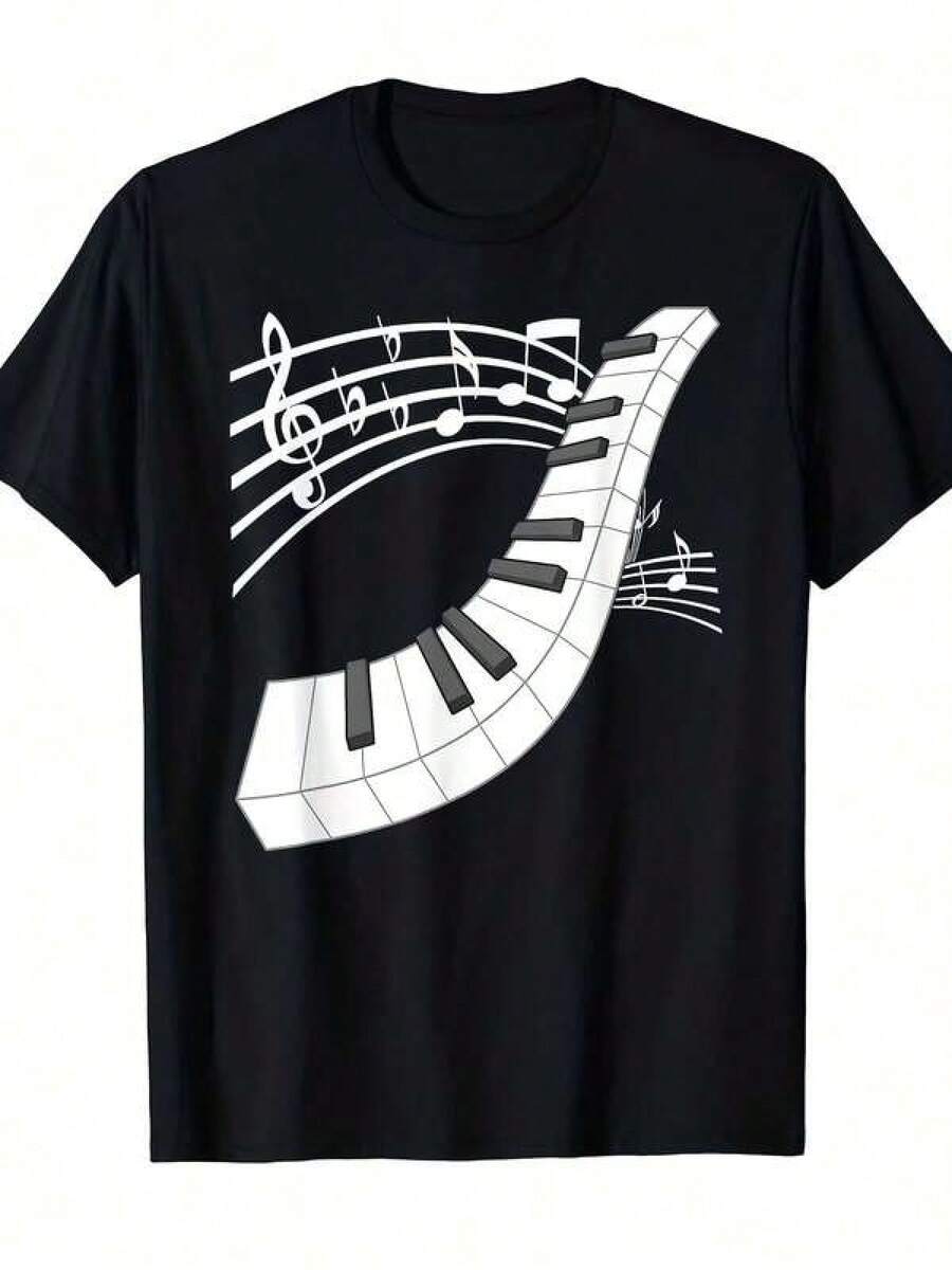 1 pieza Camiseta de manga corta de cuello redondo holgada unisex de 180g, 100% algodón puro transpirable y suave, estilo Y2K Bababask con estampado gráfico moderno, ideal para mujer y hombre, perfecta para uso diario, festivales, conciertos y todas las estaciones - Negro - Ver 1