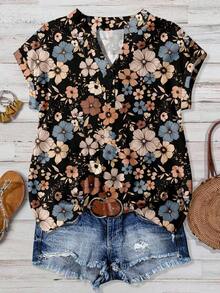 Camisa de mujer de unicolor con cuello en V, casual y versátil para uso diario - Multicolor 2 - Ver 9