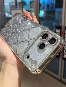 Paillettes, Strass Rhombus Électroplaqué Léopard Pailleté Étui de Téléphone Souple Compatible Avec IPhone 7/8/11/11 Pro/11 Pro Max/12/12 Pro/12 Pro Max/13/13 Pro/13 Pro Max/14/14 Pro/14 Pro Max/15/15 Pro/15 Plus/15 Pro Max - Argent - Voir 4