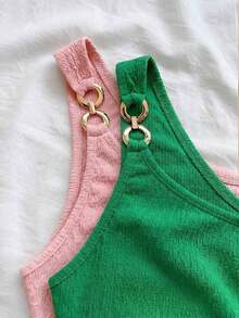 Blusa sin mangas de unicolor con bajo asimétrico, para verano - Multicolor 3 - Ver 7