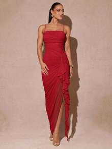 Women Midi Dresses - Rojo - View 3