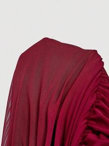 Vestido sin mangas con volantes asimétricos vintage para mujer - Burdeos - Ver 5