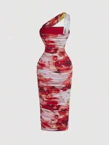Vestido sin mangas con volantes asimétricos vintage para mujer - Multicolor 2 - Ver 2