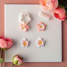 1pc/2pcs Sakura Soft Clay Earring Mold, Petal Jewelry Pendant Clay Cutter DIY Craft Tool Set For Beginners - White - View 7