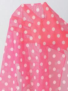 Swim Mod Conjunto de bikini de 3 piezas con estampado de lunares, escote halter y espalda con lazo, para vacaciones en la playa, atuendo de primavera, carnaval 2026, elegante, casual, traje de baño con falda - Rosa Fucsia - Ver 6