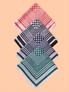 1pc Women's Minimalist Satin Square Scarf - Polka Dot Spring Printed Headscarf, Headband, Bag Accessory And Belt, Versatile Fashion Accessory - Multicolor - View 7