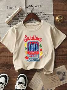 Camiseta de manga corta para mujer de corte holgado con cuello redondo y estampado de eslogan, nueva y casual para el verano, ropa de moda diaria y de vacaciones, adecuada para el día a día y las vacaciones. - Multicolor - Ver 4