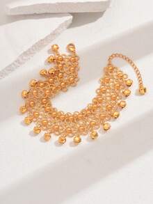 1pc Fashion Minimalist Versatile Casual Commute Delicate Bell Tassel Multi-Layer Anklet For Women (Clasp & Tail End Position Random) - Yellow Gold - View 11
