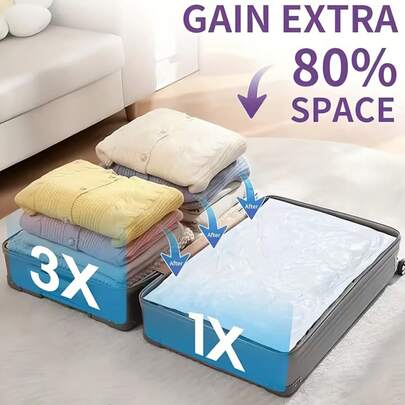 14pcs Vacuum Storage Bags (5S+500cm+4L), Suitable For Comforters, Blankets And Clothes, Vacuum Seal Compression Bags With Hand Pump, Space Saving Storage Bags For Bedding, Moving, Travel