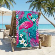 1pc Flamingo & Plant Pattern Beach Towel, Super Soft Microfiber Extra Large Beach Blanket, Highly Absorbent Bath Towel, Suitable For Travel, Swimming Pool, Diving, Surfing, Yoga, Camping, Available In Multiple Sizes, Beach Accessories For Beach, Pool, Travel, Camping, Yoga - Flamingos - View 7