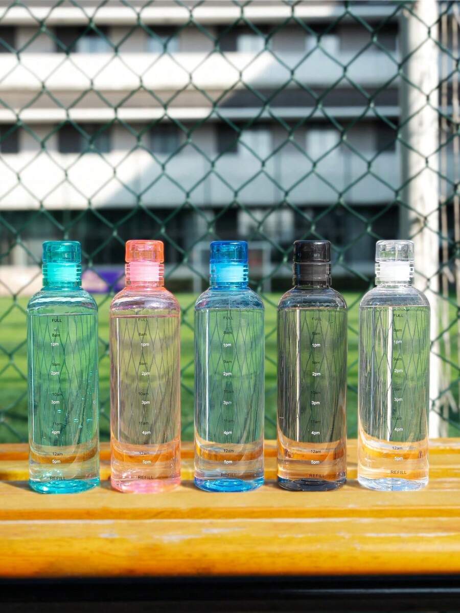1个Time Scale水瓶,500毫升塑料运动水瓶,时尚简约防漏便携水瓶,适合户外运动、健身、徒步旅行、音乐节等场合。 - 粉色 - 查看 1