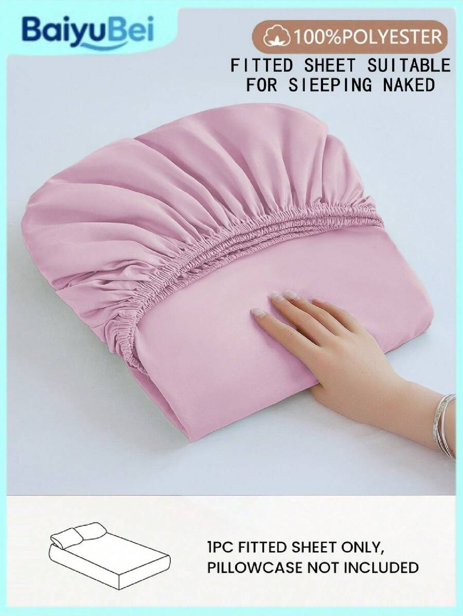 1 pieza Sábana ajustable de color lila claro súper suave, ropa de cama, sábana ajustable ligera, funda de colchón, diseño de bolsillo profundo de hasta 30 cm, suave y transpirable, apta para camas individuales, dobles, queen y king, para todas las estaciones, decoración de habitación, lavable a máquina - Púrpura malva - Ver 1