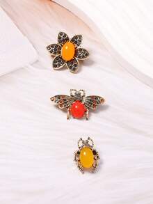 Bộ trâm cài hình côn trùng đính đá sang trọng kiểu retro châu Âu và Mỹ, phụ kiện thiết kế độc đáo. - Trâm cài hình hoa và côn trùng - Xem 5