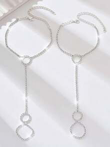 1 Pair Minimalist Personalized Round Toe Ring Anklet, Versatile Sexy Beach Accessory For Women - Silver - View 5