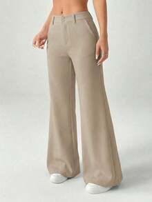 Nuevos pantalones de traje de estilo casual de cintura baja para otoño e invierno - Caqui - Ver 3