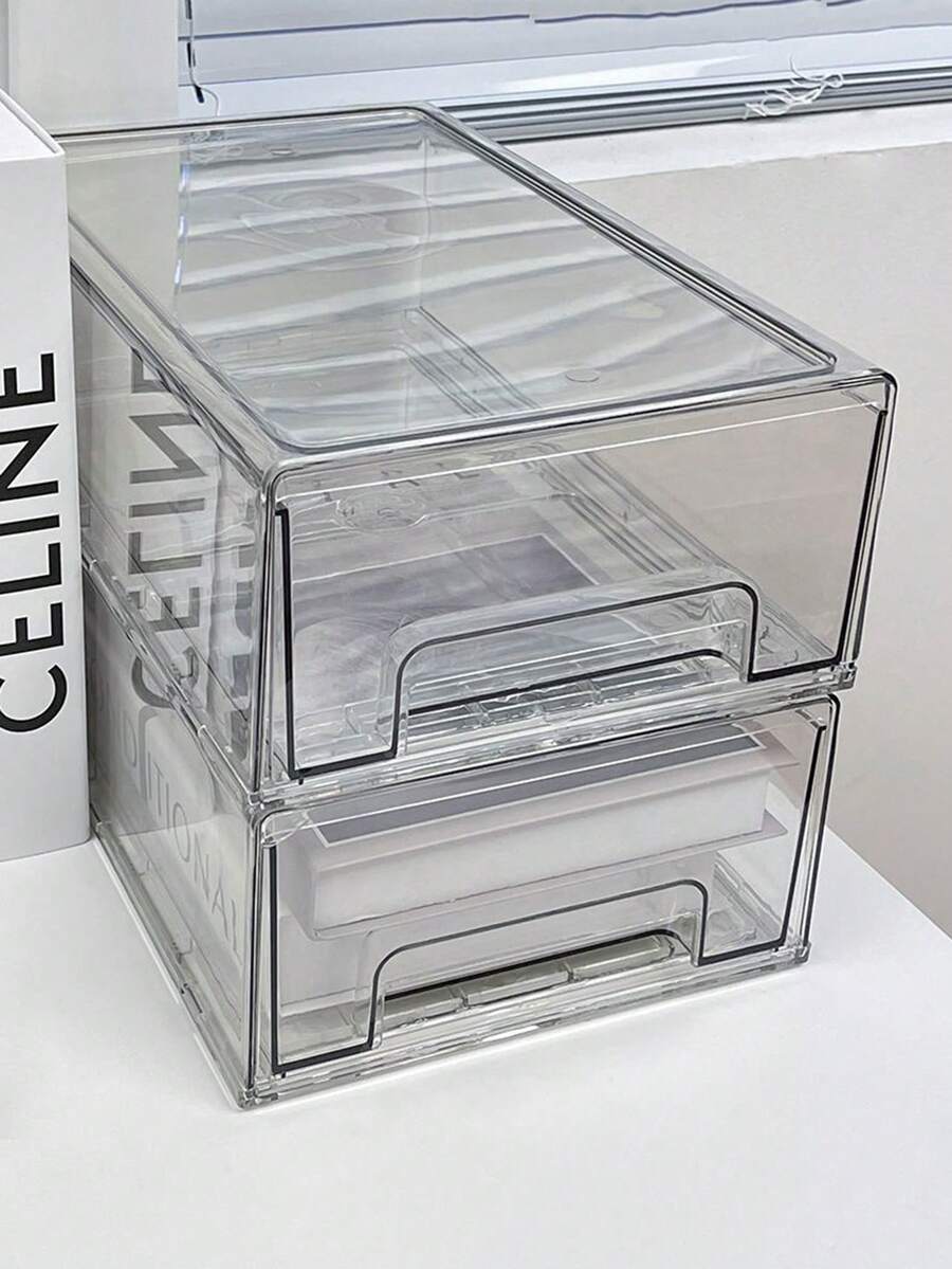 1/2/5pcs Desktop Storage Box Transparent Cosmetic Stationery Jewelry Bathroom Organizer Drawer-Style Multi-Layer Plastic Organizer Box Refrigerator Drawer-Style Storage Organizer Modern Housewife Ice Storage Box Drawer Freezer Fresh-Keeping Box