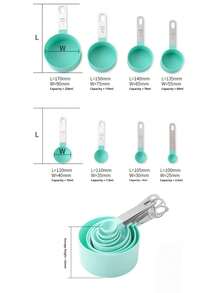Bộ 8 cốc và thìa đong định lượng, có thể xếp chồng lên nhau, cốc đong có tay cầm bằng thép không gỉ, dụng cụ nhà bếp dùng trong nấu nướng và làm bánh. - Hồng - Xem 3