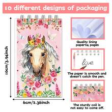 5/6/8/10/12pcs New Horse Racing Notebook, Student Portable Spiral Notebook, Horse Theme Diary Mini Notebook, Student Notebook, Vocabulary Book, Spiral Notebook, Material Book, Memo Pad, School Supplies, Student Prizes, Party Notebook, Back To School Supplies, Christmas Notebook - Multicolor - View 10