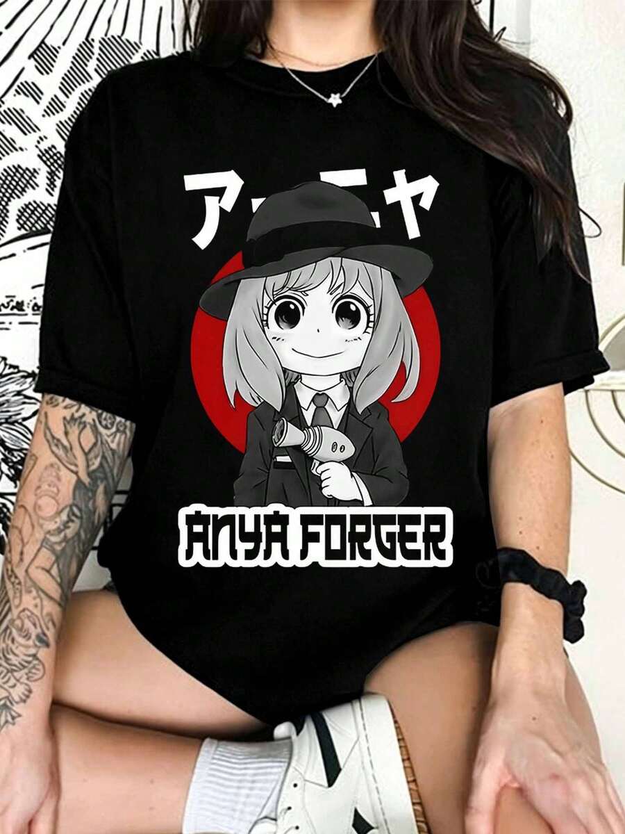 Anyass Forgerss Spyss x Familys "Spy Outfit" Anime-grafik T-shirt, Svart - Svart - Visa 1