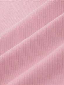 Top de tirantes corto de punto acanalado de unicolor minimalista para uso casual y diario de verano para mujeres - Rosa - Ver 7