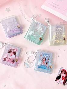 1 pieza Álbum de fotos mini de ángel de corazón de dibujos animados de 2 pulgadas, adecuado para fotos de adolescentes, pegatinas de selfie de cabeza grande, llavero, colgante y almacenamiento de tarjetas - Multicolor - Ver 2