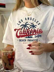 blanca de  Polyester  es con estampado casual y chic, estilo casual y cómodo perfecto  días románticos, salidas con seres queridos o tardes en plazas.American CasualNight - Blanco - Ver 10