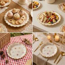 10/20pcs Gold Foil Lace Floral Party Plates, Perfect For Graduation, Bachelorette Party, Birthday Party, Wedding And Baptism - Retro Floral - View 5