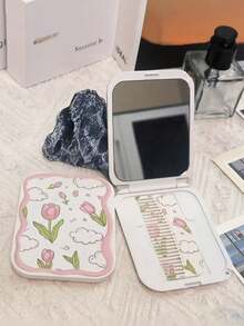 Bộ gương trang điểm và lược gấp gọn 1 chiếc, hình bướm hoạt hình mạ điện dễ thương, chấm bi, trái tim, chữ cái, mèo, nơ, ngọc trai, ngôi sao, hoa tulip, mây, gương du lịch gấp gọn kèm lược, dụng cụ trang điểm di động, gương và lược tạo kiểu tóc 2 trong 1, thích hợp cho du lịch, sử dụng tại nhà, làm quà tặng cho bạn bè, gia đình, bạn gái, ngày Valentine, ngày của Mẹ. - Nhiều màu - Xem 6