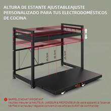 NETEL Extraíble Soporte para Microondas, s Estante para Cocina, Extensible Mueble para Microondas, Altura Ajustable Base para Microondas, Organizador de Cocina con 8 Ganchos, Negro - 2 Niveles extrable - Ver 5