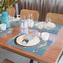 1 pieza Mantel de mesa plegable, impermeable y lavable, color azul, apto para decoración de mesa interior y exterior - Multicolor - Ver 9