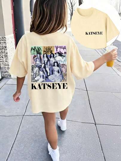 Tween Girls' Casual Graphic Print Crew Neck Short Sleeve T-Shirt, Summer Top