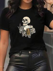 Retro GraphicUnique Clothes White Black Polyester Round Neck Casual Comfortable Halloween T-Shirt Short Sleeve For Restaurant Home Wear Lightweight Durable Design Perfect For Party Events Festive Season Top Quality Material Soft Fit,Camisetas populares de  para uso diario,Ropa de verano, ropa para niños y niñas,camisetas de apoyo para el Mundial,Camisetas del Mundial 2026,Camisetas estampadas,Camisetas estampadas, - Negro - Ver 6