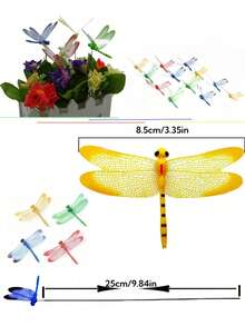 3D Lifelike Dragonfly Clips - Multi-Color Plastic Garden Stakes And Hat Decor, Easy Clipping Design Suitable For Outdoor Yard Fence Potted Plants, Interesting Artificial Insect Decorations - Multicolor - View 9