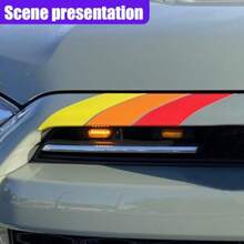10 Inch Classic Retro Tri-Color Stripe Decal Sticker Waterproof Self-Adhesive Car Exterior Accessory For Grille, Fenders, Hood Bumper; Easy Removal, No Residue, Vibrant Red-White-Blue Design - Red - View 3
