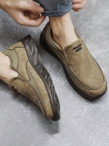 Mocasini casual confortabili pentru bărbați, pantofi casual pentru drumeții în aer liber, adidași ușori și respirabili - Kaki - Vizualizare 7