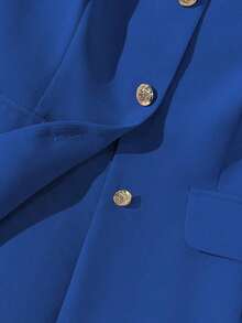 Camisa sin mangas de unicolor y estilo minimalista con botones para mujer - Azul - Ver 4