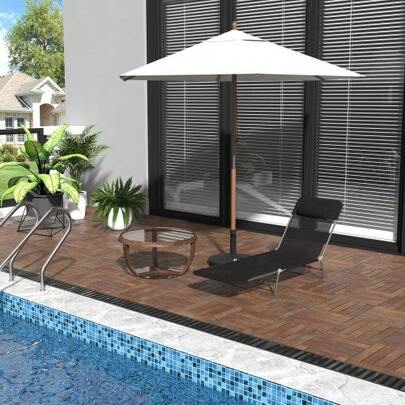 Sun Lounger, Garden Lounger, Relax Lounger, 2-Legged Lounger, Black, Foldable For Garden, Terrace & Balcony