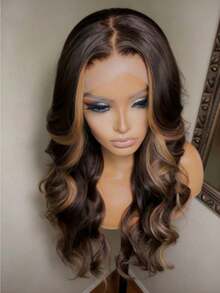 Highlights Brown Lace Front Wigs Human Hair 13x4 Hd Transparent Body Wave Lace Frontal Wigs With Baby Hair 200% Density Pre Plucked Glueless Lace Front Wigs Highlights Water Wave Lace Frontal Wig For Women - Những điểm nổi bật màu nâu - Xem 6