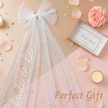 1 Stück weißer Brautschleier, elegantes Hochzeits-Braut-Party-Accessoire, modische Junggesellinnenabschied-Dekoration, klassisches Hochzeitszeremonie-Braut-Haarschmuckstück, geeignet als Geschenk für Junggesellinnenabschied und Hochzeitsfeier - Mehrfarbig - Übersicht 3