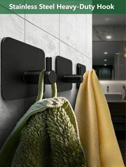 1/2/4pcs Adhesive Hooks, Heavy Duty Wall Hooks, Waterproof Stainless Steel Hooks For Hanging Coat, Hat, Towel Robe Hook Rack Wall Mount- Bathroom And Bedroom. Self Adhesive Damage Free Utility Hooks Stainless Steel For Towel Coat Robe, Waterproof Oilproof Rustproof For Bathroom Shower Kitchen Office. Adhesive Towel Hooks - Self Adhesive Robe Hooks Home Coat Hook Stainless Steel Bathroom Hooks Stick On Wall With Glue.