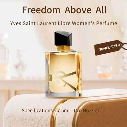 Yves Saint Laurent 1瓶YSL Libre女士香水，7.5毫升/0.254液盎司迷你旅行装，无喷头，浓郁薰衣草香调，优雅橙花香调，持久香草香调。