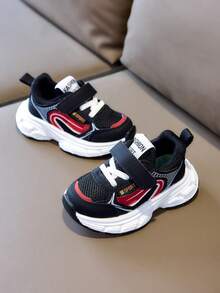 Giày thể thao lưới thoáng khí unisex cho trẻ nhỏ, đế mềm chống trượt, giày tập đi đầu tiên, giày thể thao đế dày cho trẻ em có khóa dán. - màu đen - Xem 3