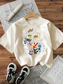 High-Quality Cotton T-Shirts For Women, Original And Officially Licensed, T-Shirts With Cartoon Print Of The Ibrahimovic Family, Urban Style Cotton T-Shirts With Cartoon Designs, Stylish And Fashionable T-Shirts For Women, T-Shirts For Cartoon Fans And Gifts For Cartoon Lovers. Unisex Loose-Fitting Cotton Short-Sleeved Crew Neck T-Shirt In An Urban Vintage Style. Blouses For Women. Casual Blouses For Ladies. - 杏色 - 查看 1